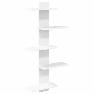vidaXL 壁面浮動シェルフ ホワイト 48.5 x 15 x 101 cm エンジニアードウッド