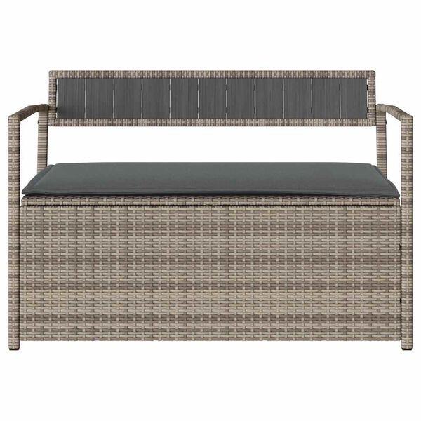 vidaXL ガーデン収納ベンチ クッション付き グレー ポリラタン
