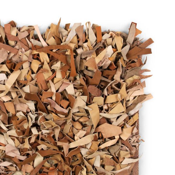 vidaXL シャギーラグ 本革 120x170cm タン(淡い茶色)