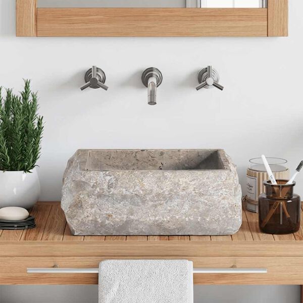 vidaXL 洗面器 30x30x13cm 大理石 グレー