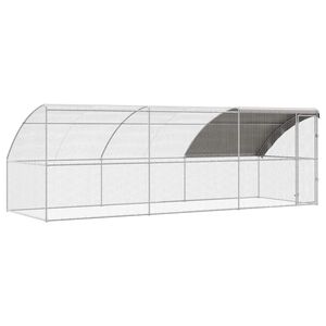 vidaXL 鶏用ケージ 1ドア付き 3 個 シルバー 600x200x200cm スチールとPE