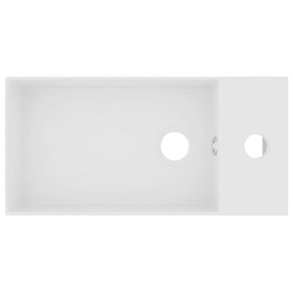 vidaXL バスルーム用 洗面ボウル オーバーフロー付き セラミック製 マットホワイト