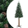 vidaXL スリム型 クリスマスツリー 天然木材＆白い雪 グリーン 150cm