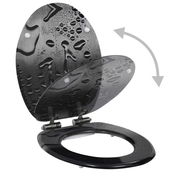 vidaXL トイレ便座 ソフトクローズ式ふた MDF製 水滴デザイン