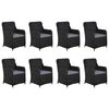 vidaXL ガーデンダイニング9点セット ポリラタン製 ブラック