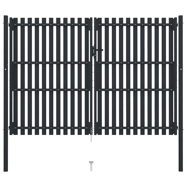vidaXL 両開きドアフェンスゲート スチール 300x200 cm アンスラサイト