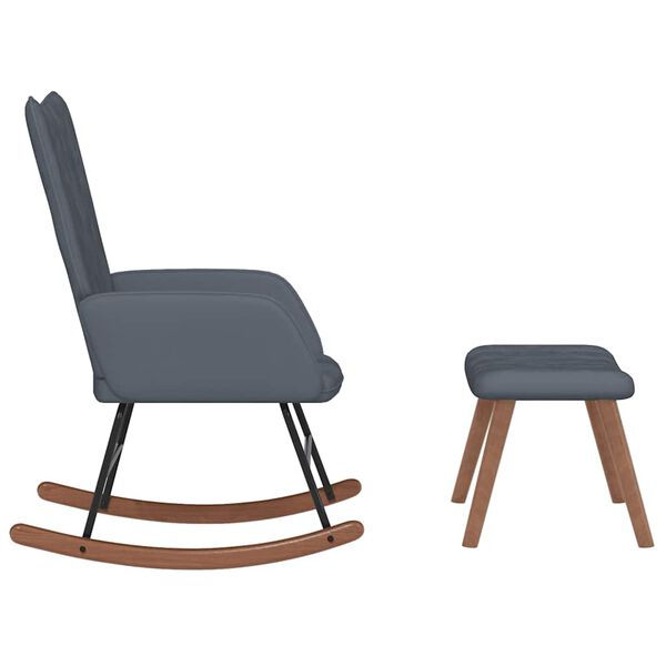 vidaXL 327755 vidaXL ロッキングチェア スツール付 ダークグレー ベルベット