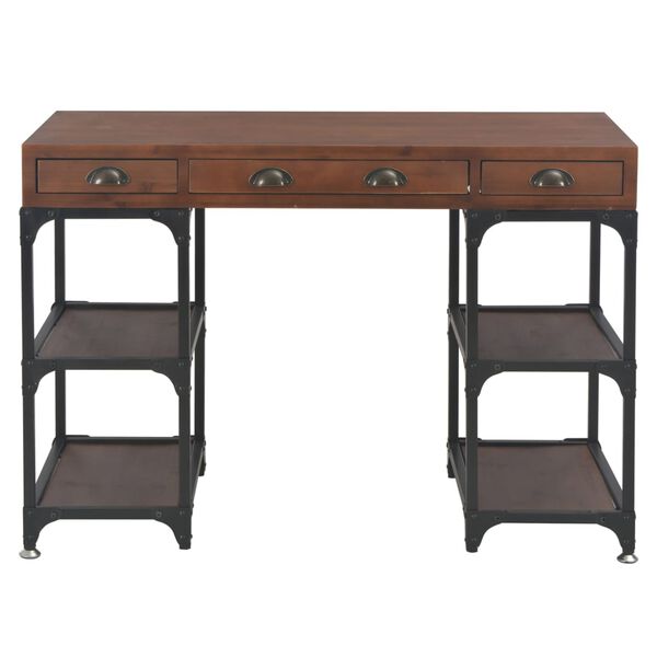 vidaXL デスク 引き出し3点付き 110x50x78cm モミ無垢材