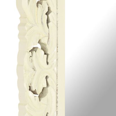 vidaXL 手彫りミラー 110x50cm ホワイト マンゴー無垢材