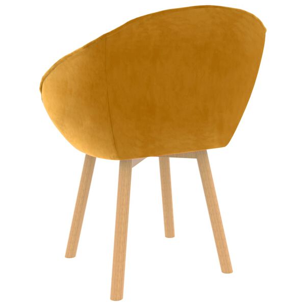 vidaXL ダイニングチェア 2点 イエロー ベルベット製