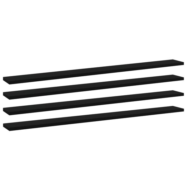 vidaXL 本棚ボード 4点 ブラック 100x10x1.5cm パーティクルボード