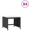 vidaXL ガーデンスツール クッション付き 4点 ブラック 40x40x35 cm ポリラタン製