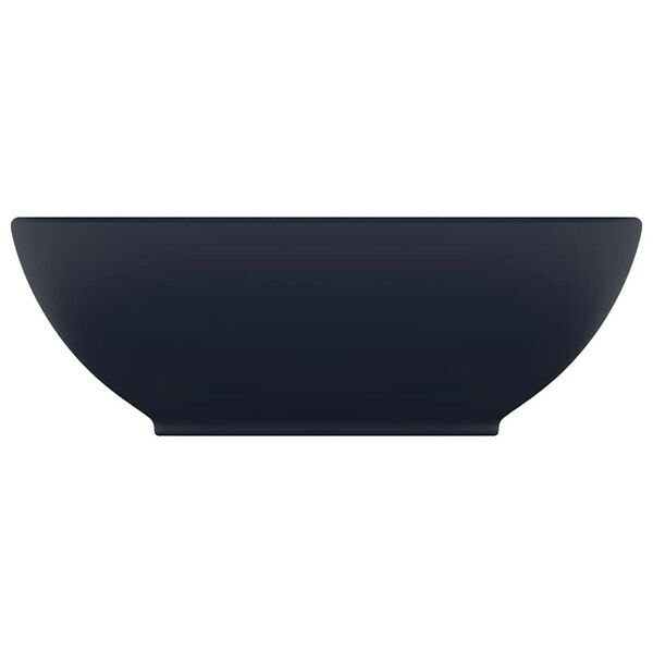 vidaXL ラグジュアリー 洗面器 楕円型 マットダークブルー 40x33cm セラミック製