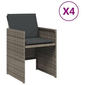vidaXL ガーデンチェア クッション付き 4点 グレー ポリラタン