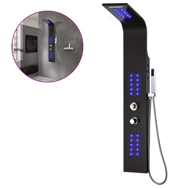 vidaXL シャワーパネルユニット アルミ製 20x44x130cm ブラック