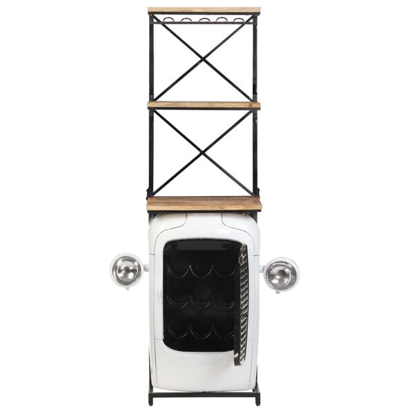 vidaXL トラクター付き ワインキャビネット 49x31x170cm マンゴー材 (粗目) ホワイト