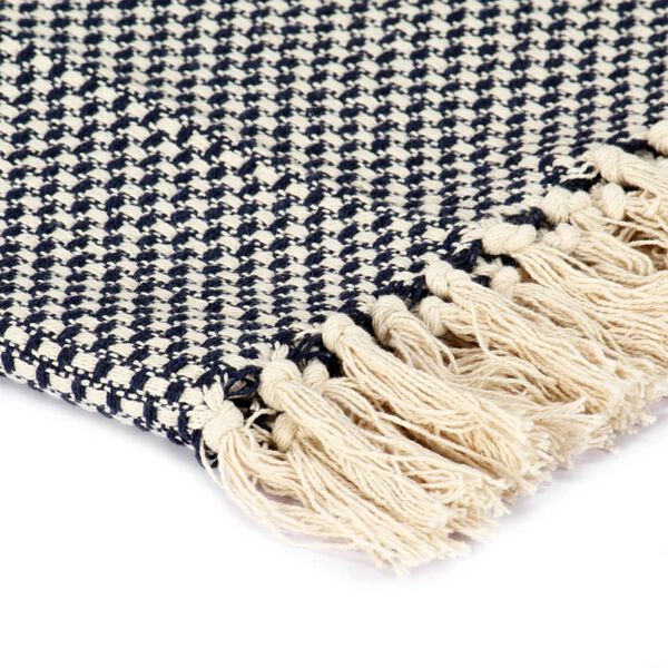 vidaXL スローケット コットン製 125x150cm ネイビーブルー