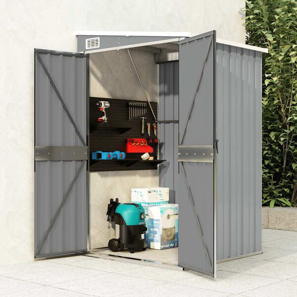 vidaXL 壁面取り付け ガーデン納屋 118x100x178 cm 亜鉛メッキ鋼製 グレー