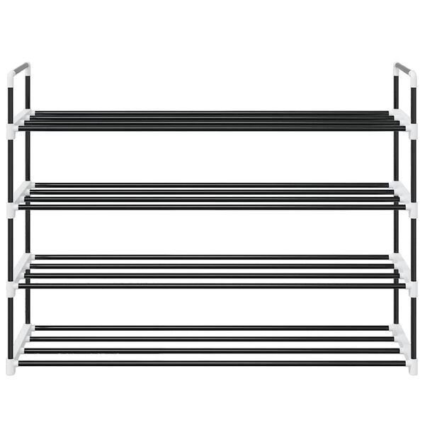 vidaXL シューズラック 4段 メタル＆プラスチック製 ブラック