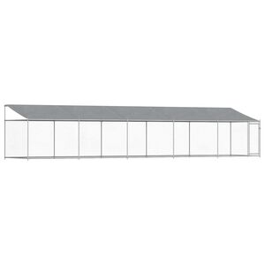 vidaXL 犬用ケージ ルーフ&ドア付き グレー 10x2x2 m 亜鉛メッキ鋼