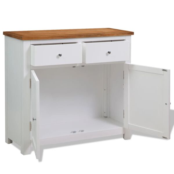 vidaXL サイドボード 90x33.5x83cm オーク無垢材