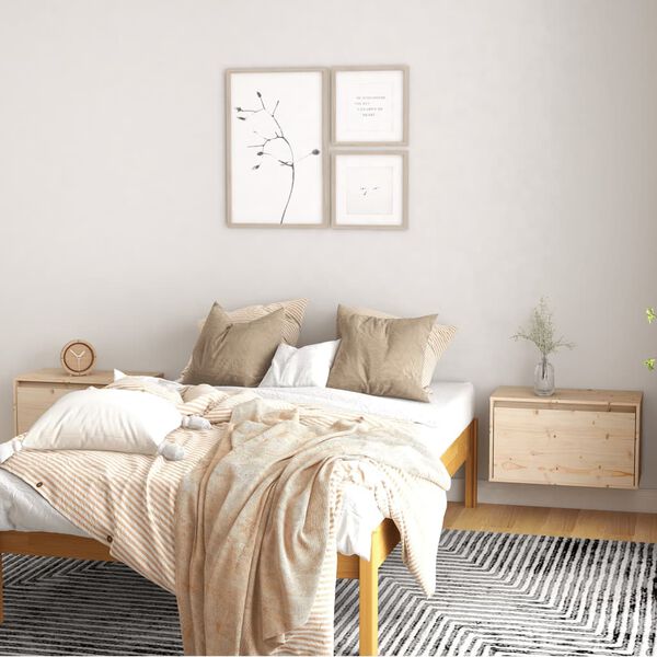 vidaXL ウォールキャビネット 2点セット 60x30x35 cm パイン無垢材