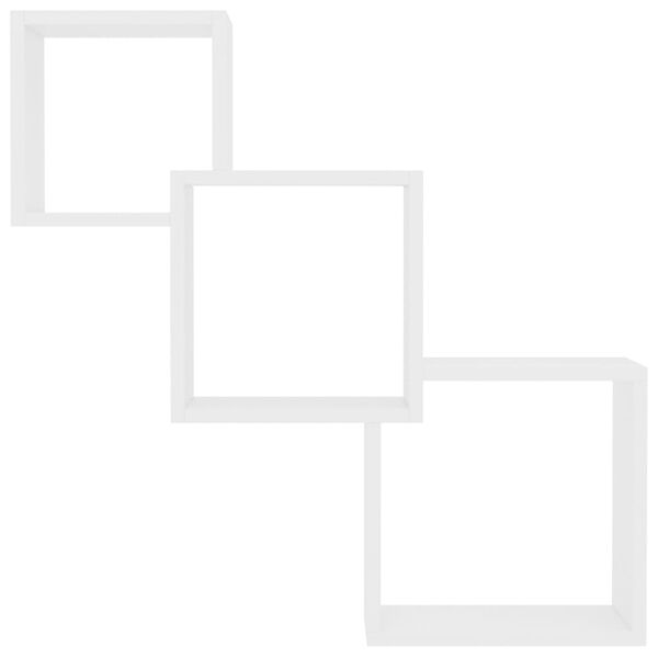 vidaXL キューブ型ウォールシェルル 白色 68x15x68cm パーティクルボード