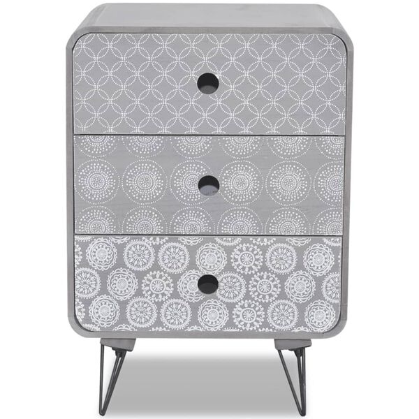 vidaXL サイドキャビネット 引き出し3段付き グレー