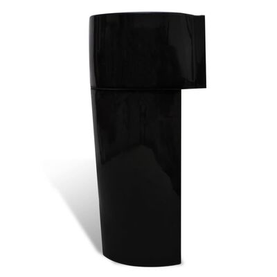 vidaXL バスルーム用 自立洗面台 蛇口穴＆オーバーフロー付き セラミック製 丸型 ブラック