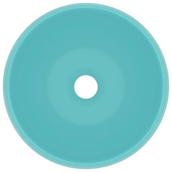vidaXL ラグジュアリー 洗面器 丸型 マットライトグリーン 40x15cm セラミック製