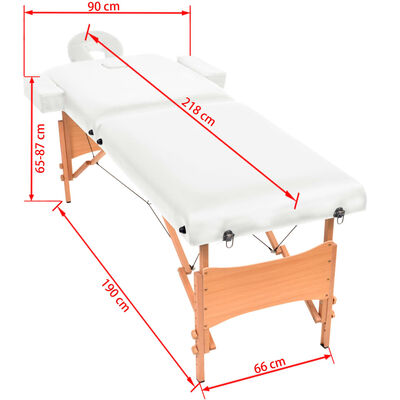 vidaXL 折りたたみ式マッサージテーブル 二つ折り 厚さ10cm ホワイト