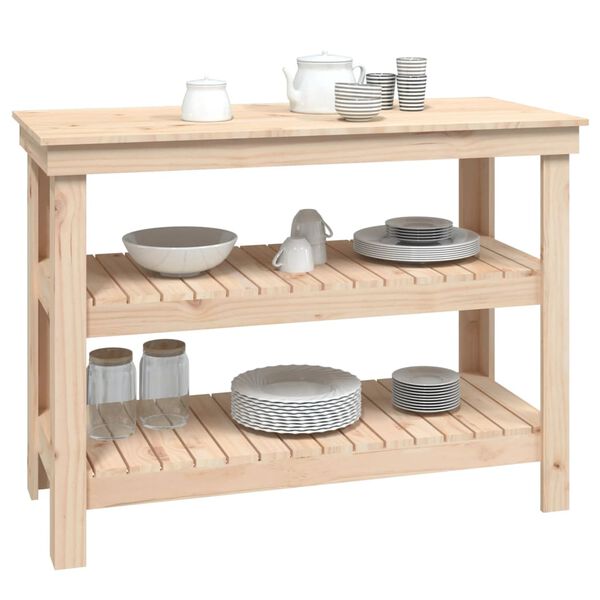 vidaXL ワークベンチ 110.5x50x80 cm 無垢材 パイン材