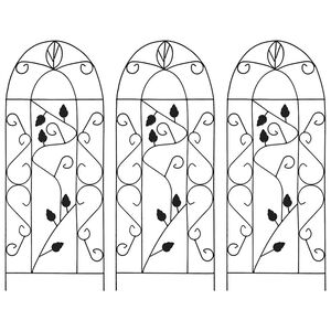 vidaXL つる性植物用 園芸ラック 3点 ブラック 40x100cm アイアン製