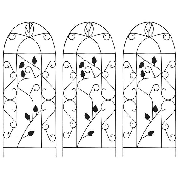 vidaXL つる性植物用 園芸ラック 3点 ブラック 40x100cm アイアン製