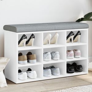 vidaXL シューベンチ ホワイト 82x32x50 cm エンジニアードウッド