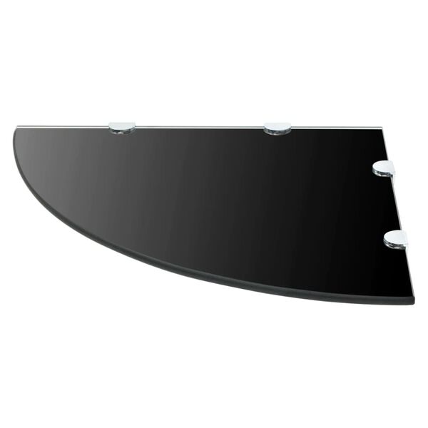 vidaXL コーナーシェルフ クローム棚受け付き ガラス製 ブラック 45x45cm