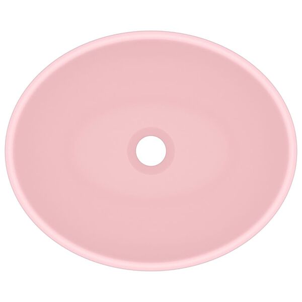 vidaXL ラグジュアリー 洗面器 楕円型 マットピンク 40x33cm セラミック製
