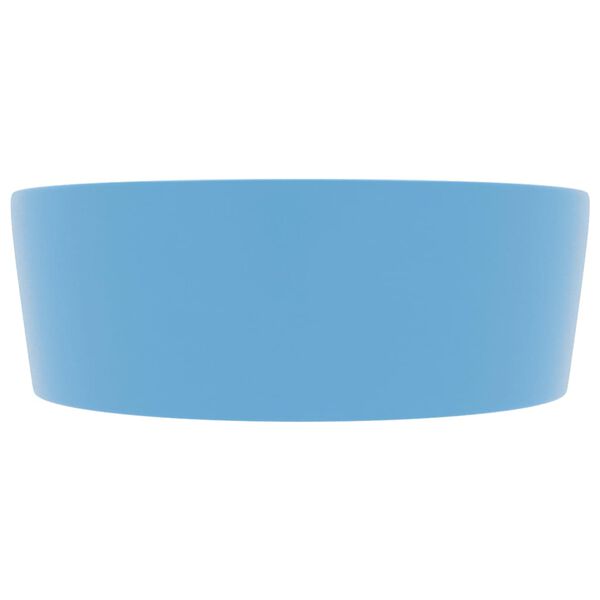 vidaXL 洗面ボウル オーバーフロー付き マットライトブルー 36x13cm セラミック