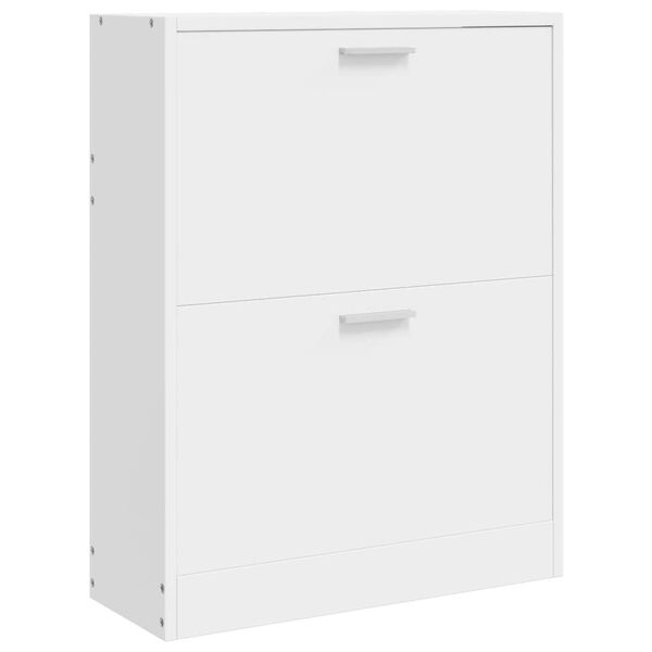 vidaXL 木製シューズキャビネット 2段収納 ホワイト