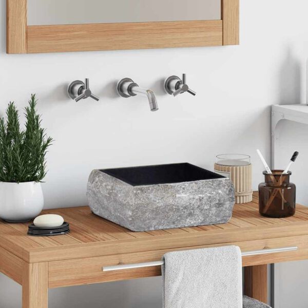 vidaXL 洗面器 30x30x13cm 大理石 ブラック