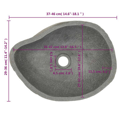 vidaXL 洗面器 38-45cm リバーストーン 卵形