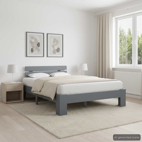 vidaXL ベッドフレーム グレー パイン無垢材 120x200cm