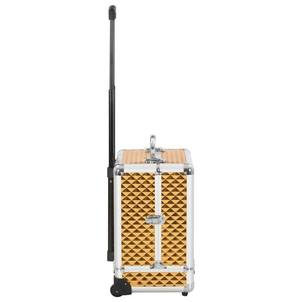 vidaXL メイクボックス キャリーケース 35x29x45 cm アルミ製 ゴールド