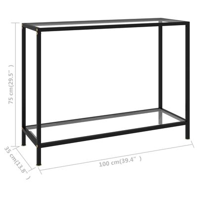 vidaXL コンソールテーブル 透明 100x35x75cm 強化ガラス製