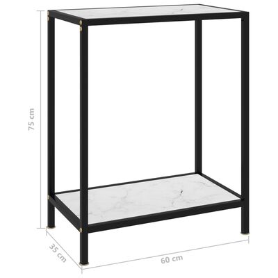 vidaXL コンソールテーブル ホワイト 60x35x75cm 強化ガラス製