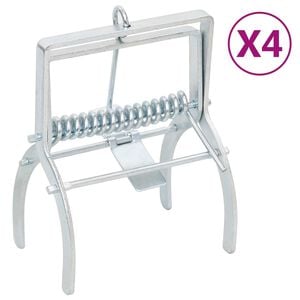 vidaXL モグラ捕獲器 4個セット シルバー亜鉛メッキ鋼製