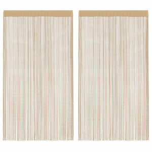 vidaXL ストリングカーテン 2点 100x250cm ベージュ