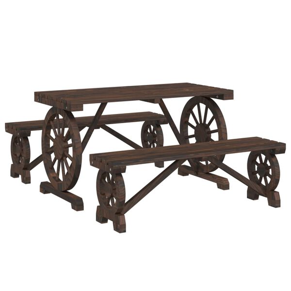 vidaXL ガーデンダイニング3点セット モミ無垢材