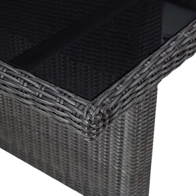 vidaXL ガーデンダイニングテーブル 200x100x74cm ガラス＆ポリラタン製 ブラック