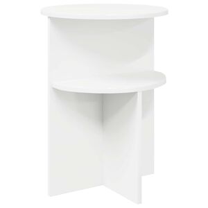 vidaXL サイドテーブル ストレージ付き ホワイト &Oslash; 39.5 x 55 cm エンジニアードウッド